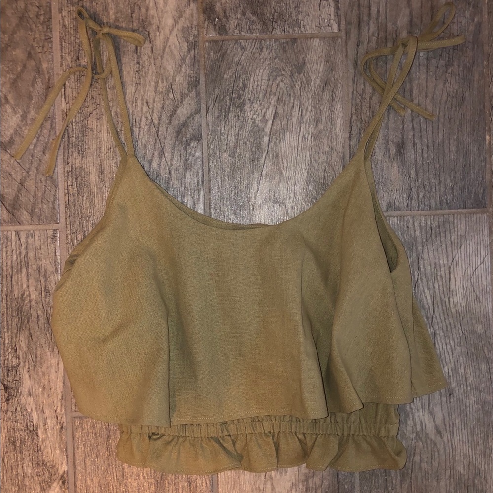 Khaki crop top brand new without tags